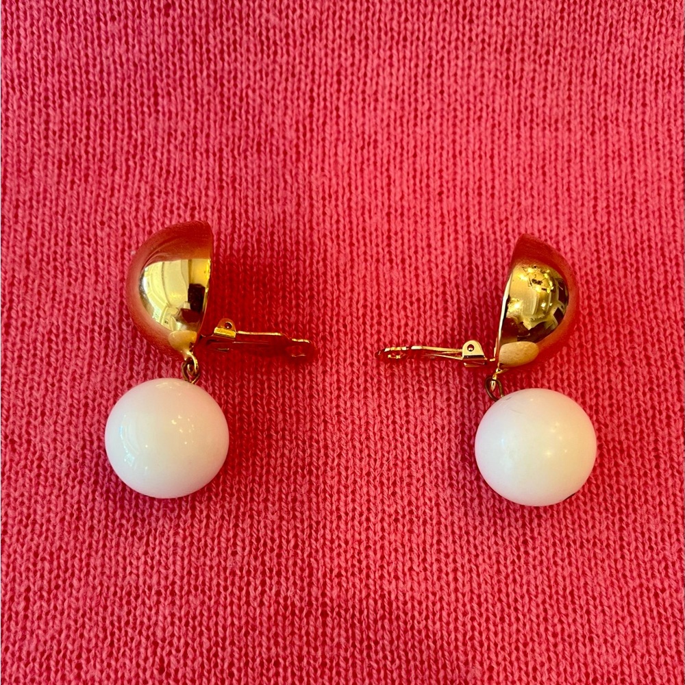 Vintage Gold and White Statement Earrings - Picture 8 of 16
